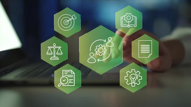 Change management  concept with professional presenting digital team interface, leadership alignment and workforce transition planning organizational transformation process, 