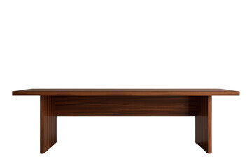 Fototapeta premium Wooden modern meeting table or conference desk with brown surface and sleek design, transparent background
