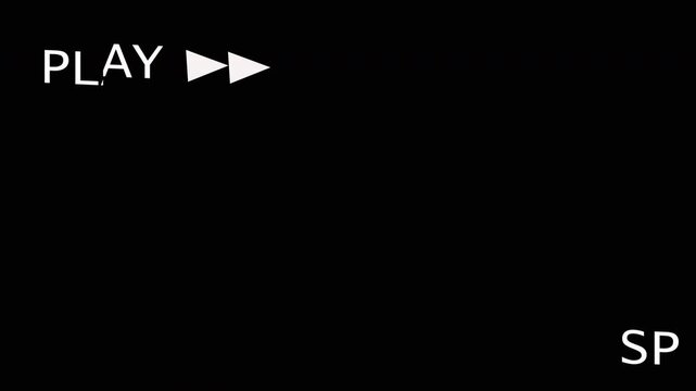 Vintage play VHS glitch footage with analog grain, flickering lines, and distorted signal.