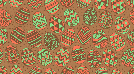 Naklejka premium Vibrant Decorative Easter Egg Patterns Adorned with Intricate Bohemian Motifs and Folk Art Swirls Celebrating Springtime Joy and Festive Holiday Traditions for Seasonal Celebrations and Design Project