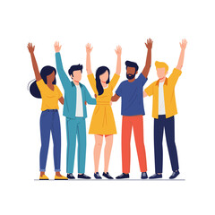Fototapeta premium Group of Friends Celebrating with Raised Hands