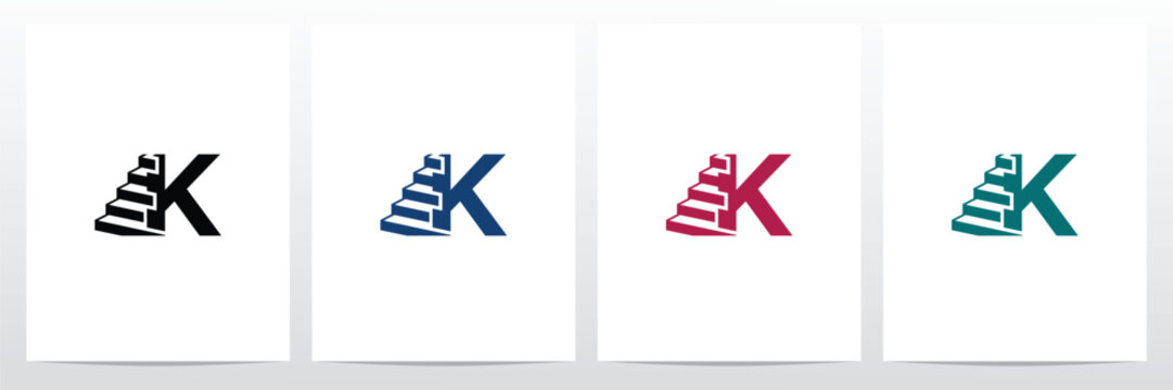 Stairs With Letter Logo K Design Concept