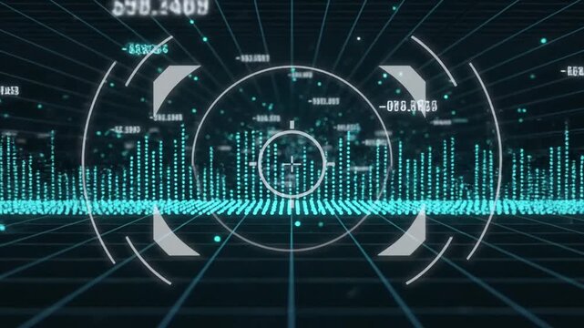 Futuristic Digital HUD Interface with Audio Spectrogram and Data