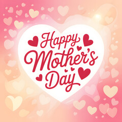 Fototapeta premium Happy mothers day greeting with red hearts Happy Mother's Day 2026 Mother's Day 