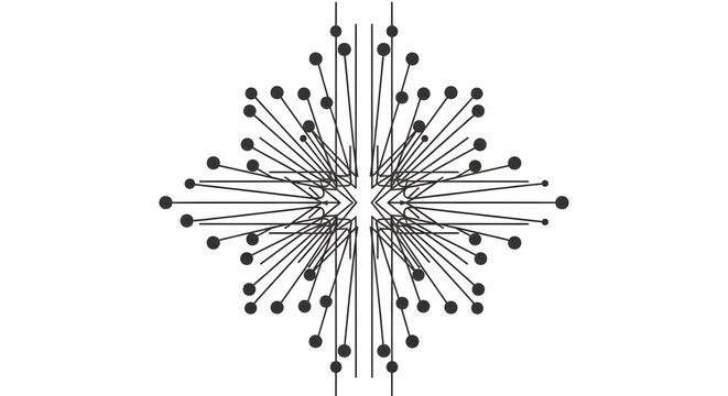 Radial geometric burst pattern with dots and lines