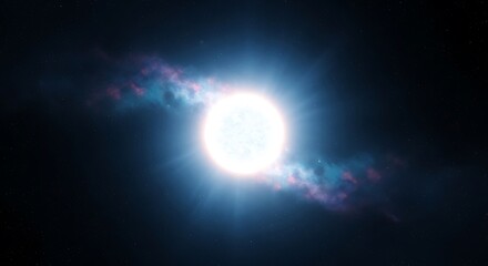 Fototapeta premium Bright Sun with Blue and Pink Plasma in Space