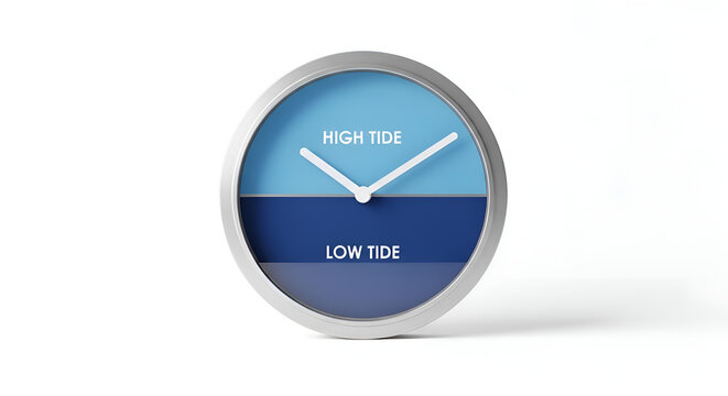Low tide clock face ocean timing.