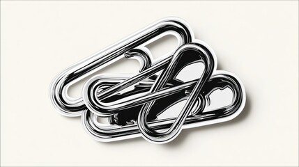 Fototapeta premium Close-up of shiny, interconnected metal links against a light beige backdrop