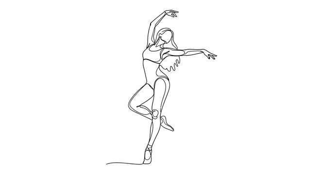 Continuous line drawing, ballet dancer, one line art, dancing woman, minimalist illustration