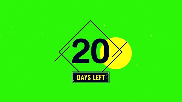 20 Days Left, Number twenty in a diamond shape with a rectangle on a green background  numeric symbol for design