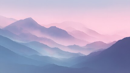 Obraz premium Misty mountain abstract background, soft fog layers, pastel tones, dreamy minimal landscape.