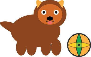 Obraz premium Cute Cartoon Dog Illustration With A Colorful Playful Ball, Perfect For Various Children's Books, Pet Content, Educational Resources