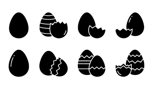 Black Easter egg icons collection cracked shell vector