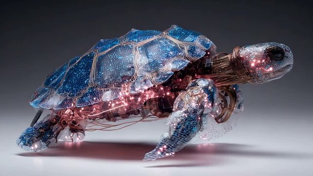 Futuristic robotic turtle with glowing features