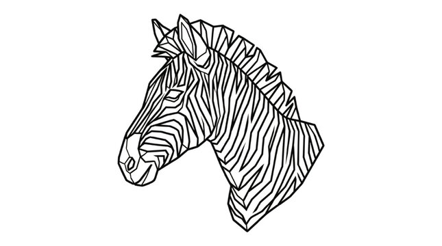Modern Geometric Zebra Head Vector | Minimalist Polygon Zebra Stripes Line Art Logo
