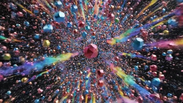 Abstract Exploding Particles and Geometric Shapes