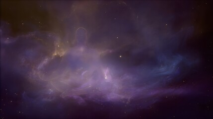 Fototapeta premium Serene cosmic meditation ethereal silhouette bathed in violet gold starlight peace inspires