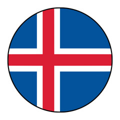 Obraz premium Iceland Flag in Circle Shape with Black Outline