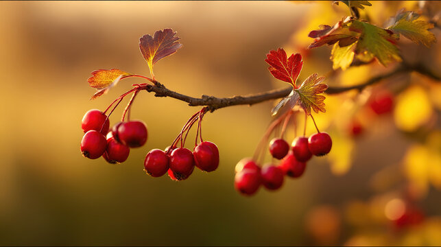 Red berries on branch during autumn