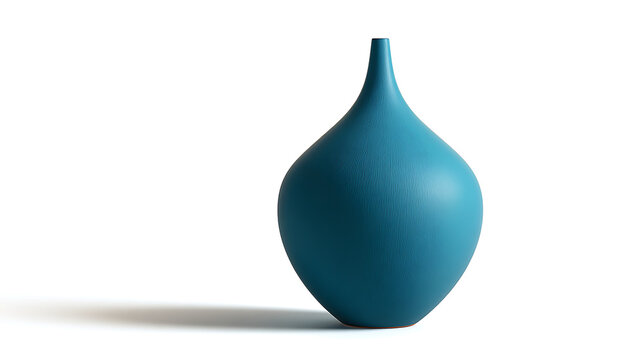 Blue vase with modern decor plant isolated