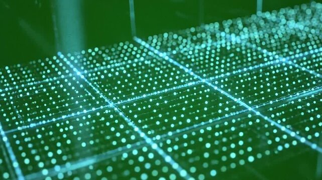 Abstract green binary code digital background with glowing data pattern and technology theme