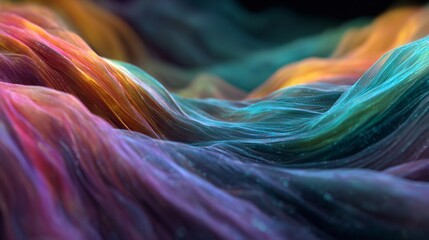 Naklejka premium Abstract illustration of colored waves with depth and detailed particle design.