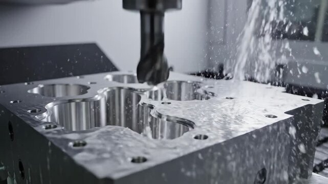 The CNC milling machine finishing cutting the injection mold parts with endmill tools video