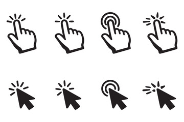 Fototapeta premium Set of Hand Cursor icons click and Cursor icons click. Isolated on White background