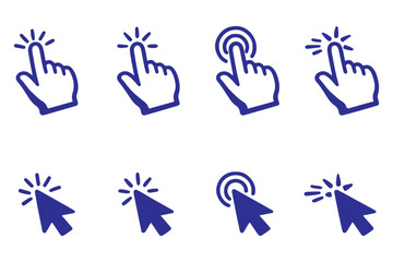 Obraz premium Set of Hand Cursor icons click and Cursor icons click. Isolated on White background