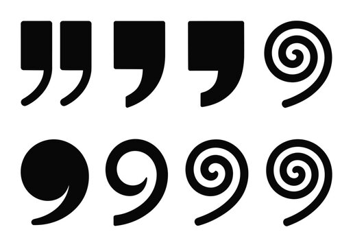 Collection of Quotation Marks and Swirls in Black and White