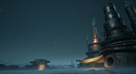 孤独な塔_星降る工場地帯 © タラコおにぎり