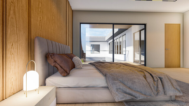 Modern Interior Design Bedroom Rendering with Sketchup And Lumion