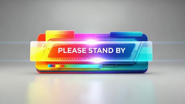 Modern glossy 3D button or status bar showing please stand by notice