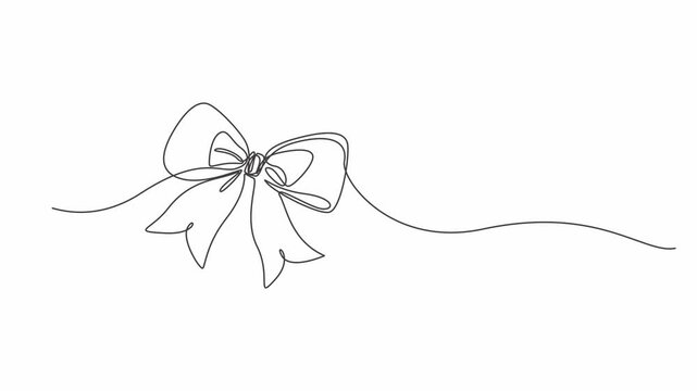 silver ribbon bow, Ribbon Bow Line Art Animation Loop Background ,Gift Ribbon Bow Outline Animation