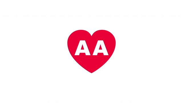 Pulsing Red Heart Icon With Aa A+a A A Breathing Love Symbol Loop Animation On White Background