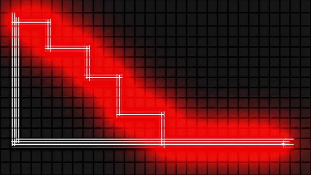Data analytics downward trend shown by falling red graph.