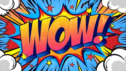 Fototapeta premium Colorful comic book wow explosion.