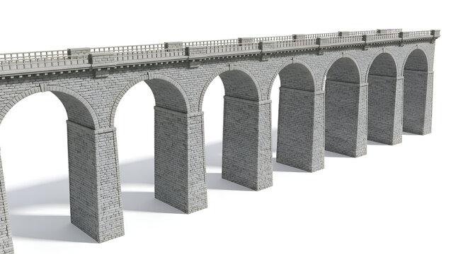 Grey stone train bridge model structure.