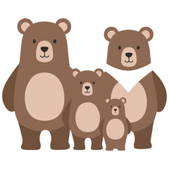 Cute cartoon bear family illustration with mama papa and baby eps 10 © md