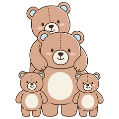 Cute cartoon bear family illustration with mama papa and baby eps 10 © md