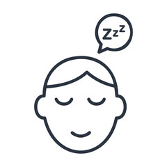 Obraz premium Sleepy face with speech bubble and zzz symbol