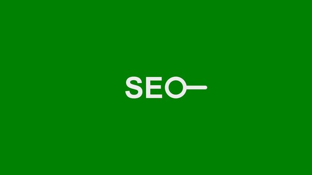SEO (Search Engine Optimization) concept - minimal motion graphics clip with Green Background, foreground color 7.5% gray