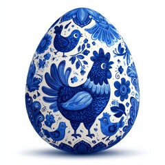 Naklejka na ściany i meble a blue easter egg decorated with chickens