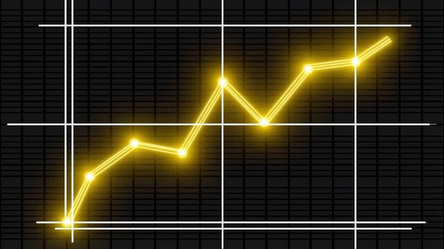 Energy market growth shown by ascending golden line graph.