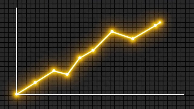 Performance metric analytics shown by golden upward line graph.
