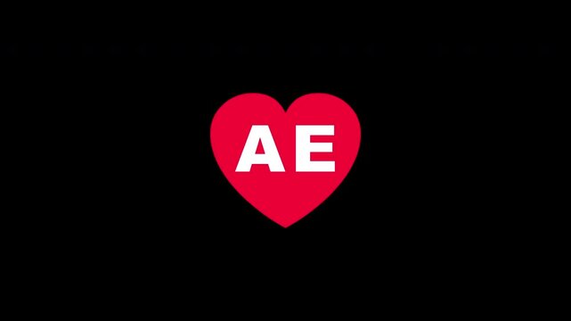 Pulsing Red Heart Icon With Ae A+e A E Breathing Love Symbol Loop Animation On Black Background