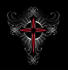 Fototapeta premium Crimson Gothic cross