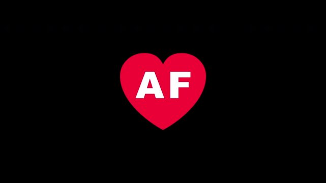 Pulsing Red Heart Icon With Af A+f A F Breathing Love Symbol Loop Animation On Black Background
