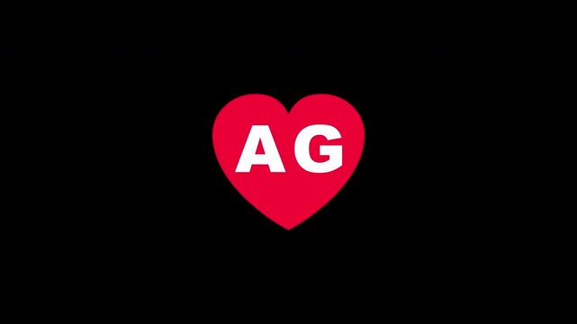 Pulsing Red Heart Icon With Ag A+g A G Breathing Love Symbol Loop Animation On Black Background
