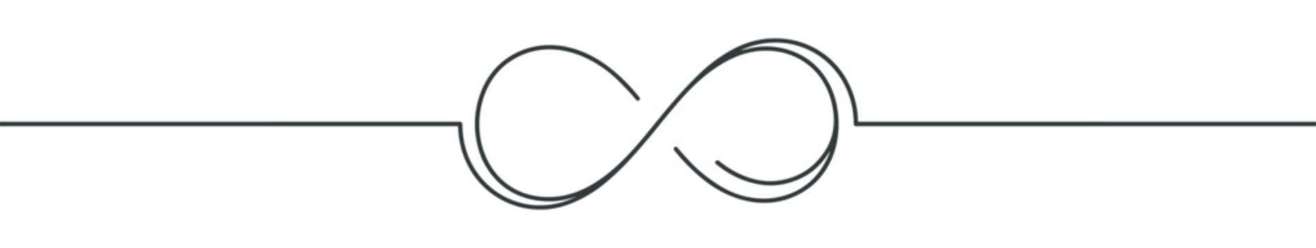 Simple black line art illustration of an infinity symbol with a double loop in the center
